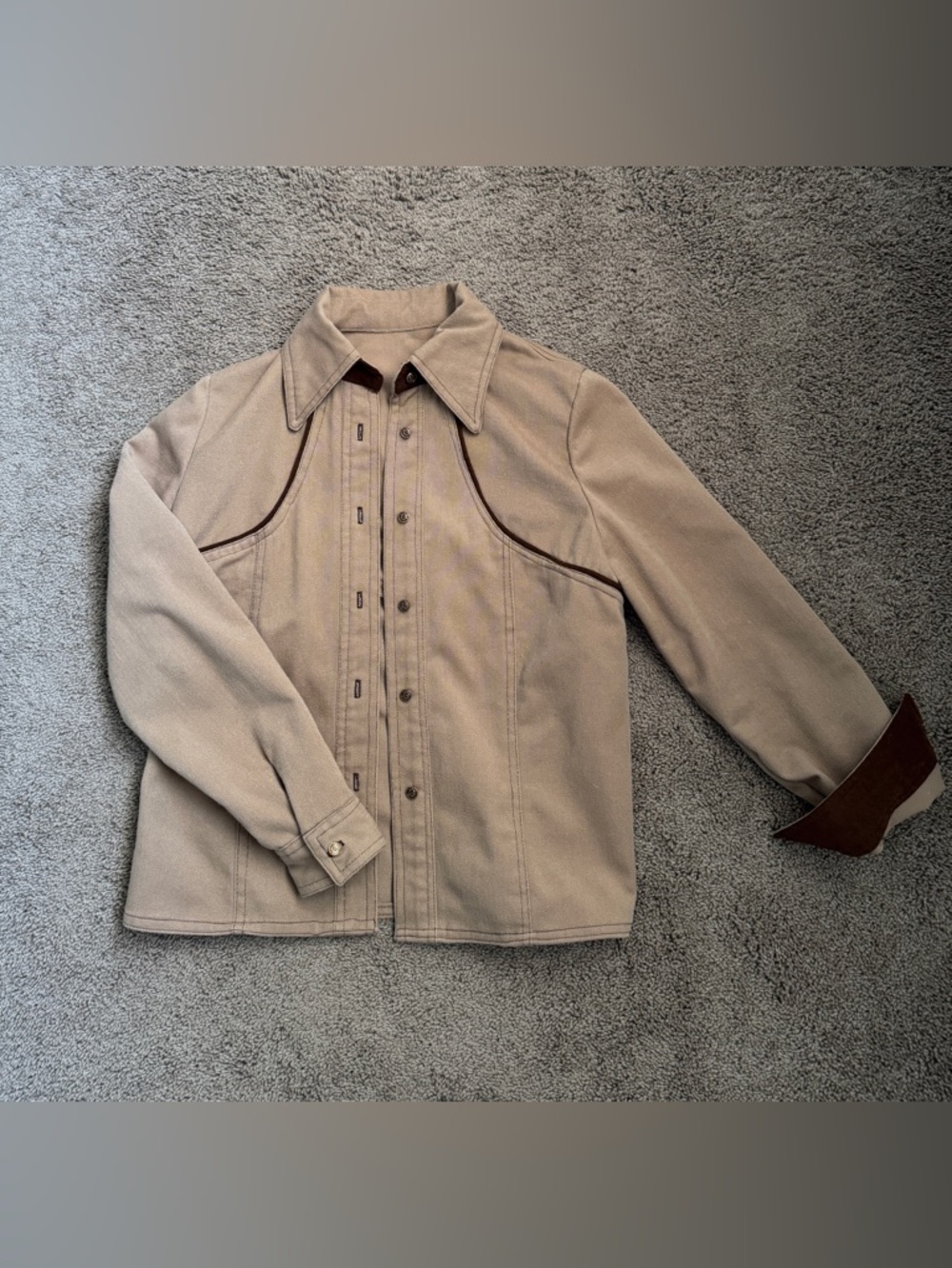 1970s vintage handmade brushed denim contrast-trim western jacket women’s XS-S